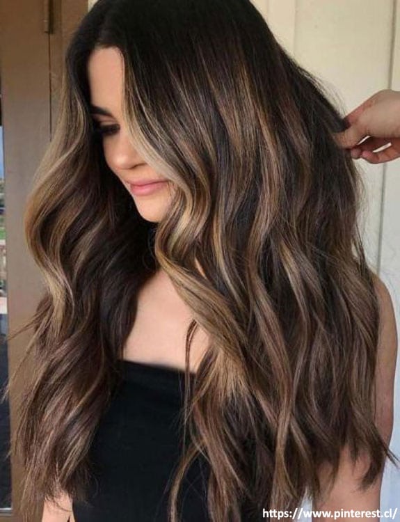 Black Hair With Balayage Highlights