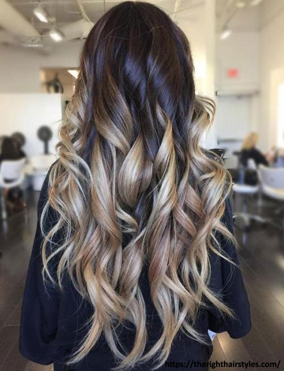 Black Hair With Blonde Ombre Highlights