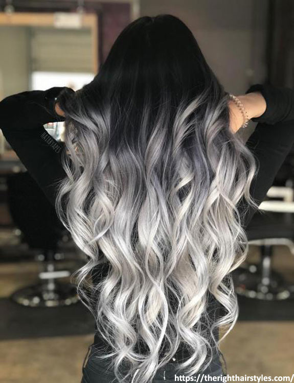 Black Hair With Grey Highlights