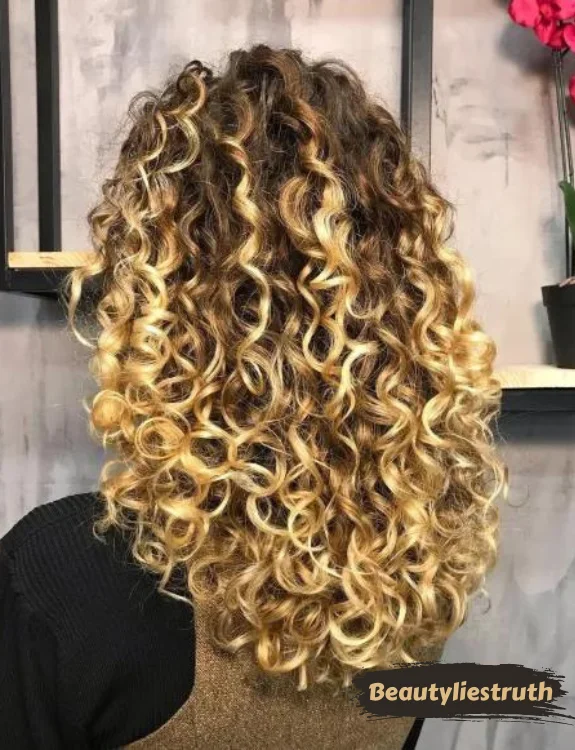Golden Highlights With Curly Hair