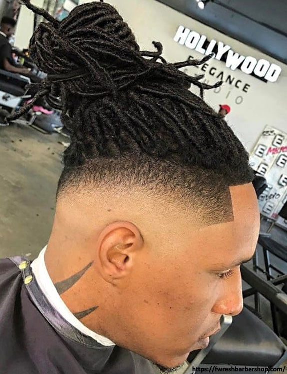 High Fade Dreads Bun