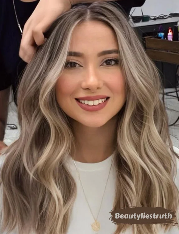 Mushroom Blonde Hair With Caramel Highlights