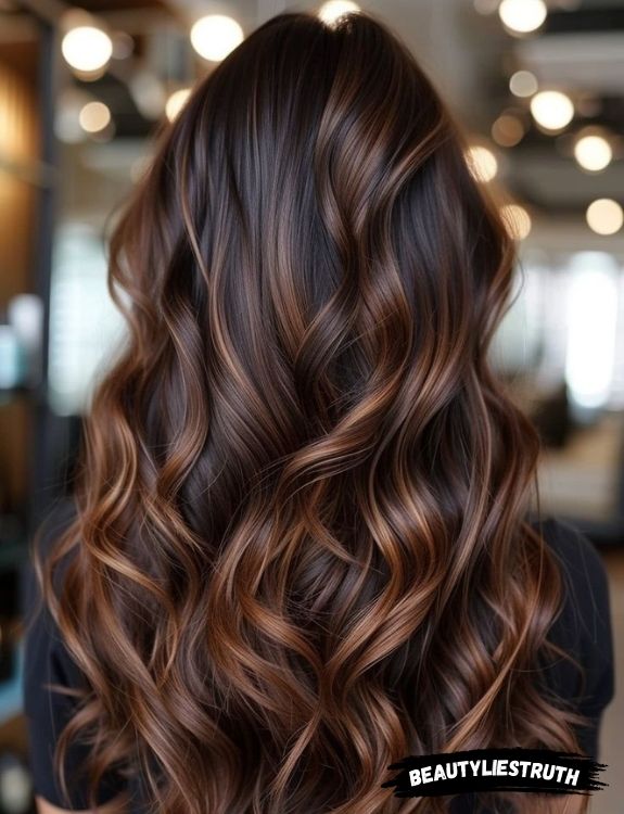 Soft Caramel Balayage For Dark Hair