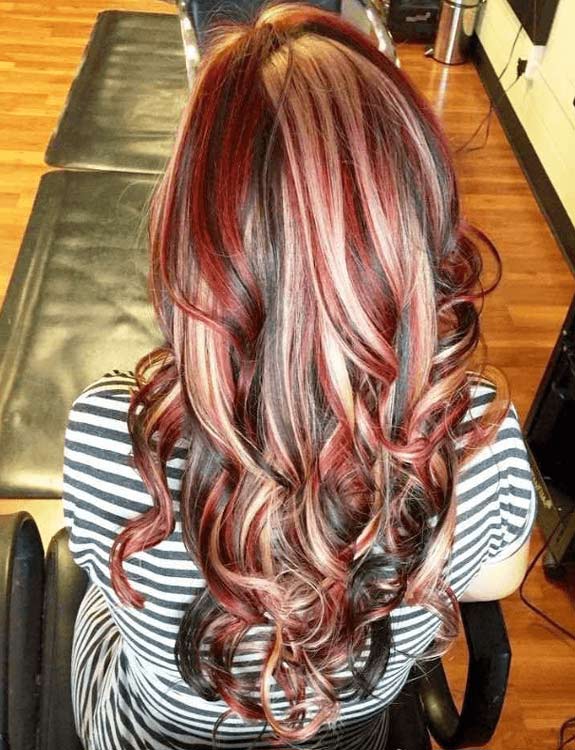 dark red and blonde hair