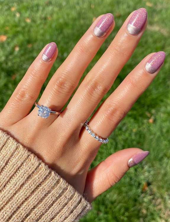 Classy Pink, White, and Glittery Manicure