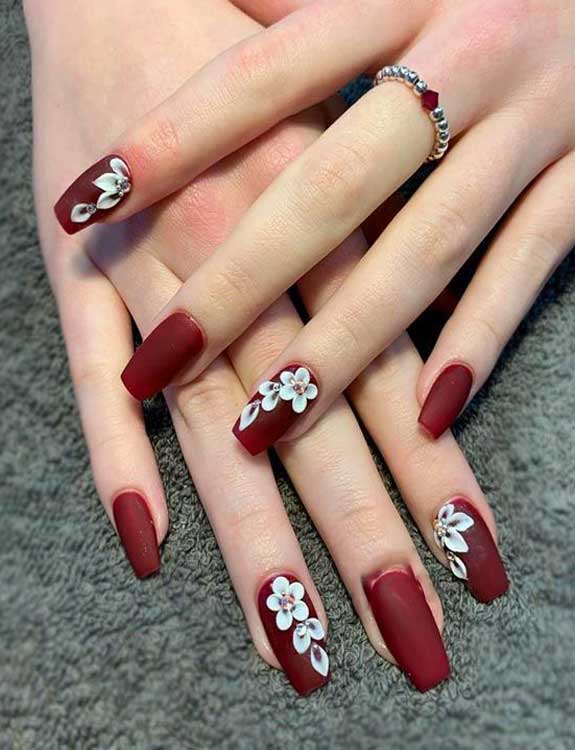 Floral Rose Gold With Burgundy