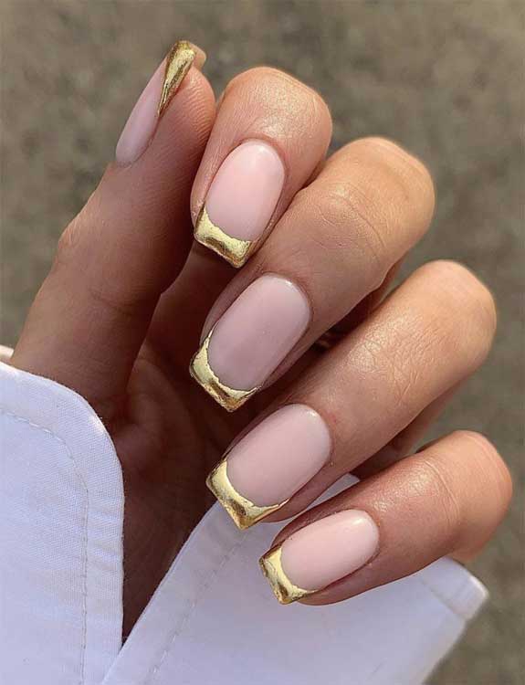 Pink and Gold Chrome Nails