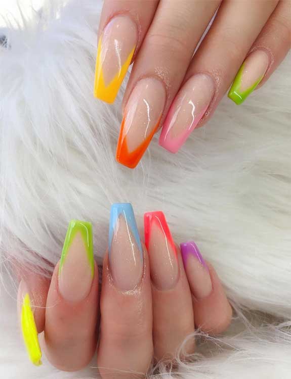 Rainbow French Tip Nails with Pizzazz