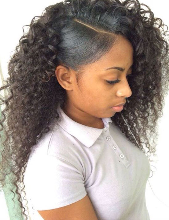 Side-Parted Curly Weave Hairstyle