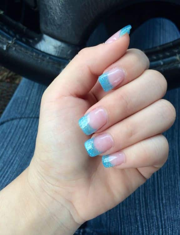 blue tip acrylic nails