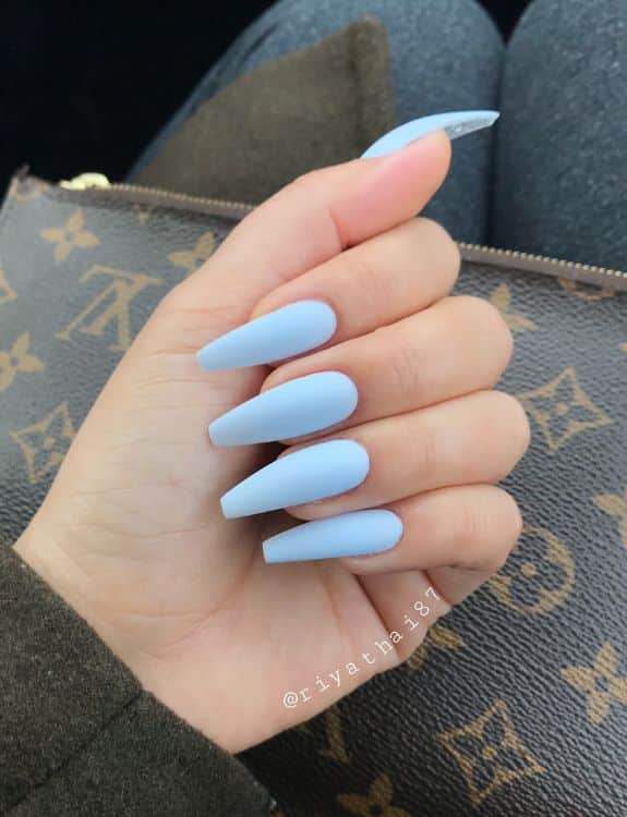 light blue nails long