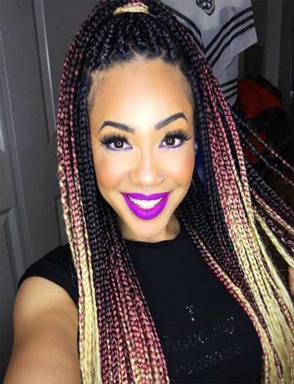 Black and Golden Braided Half Up Combo