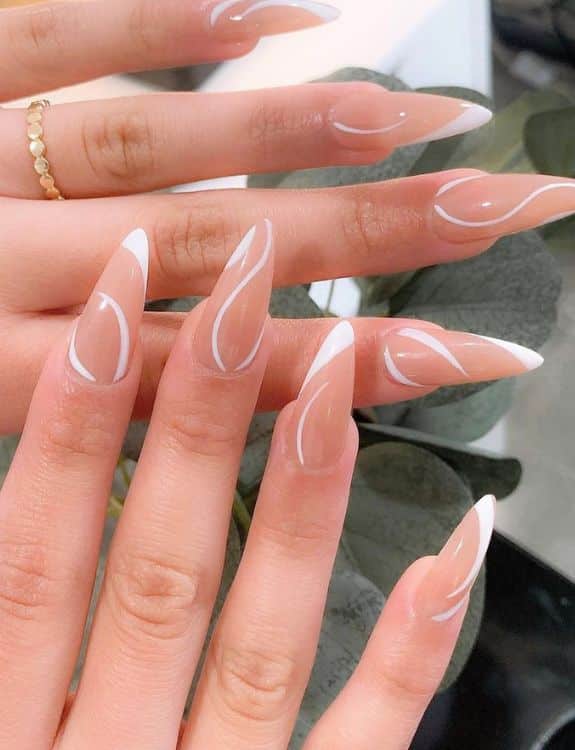 Coffin Nails wiWhite and Nude Combo