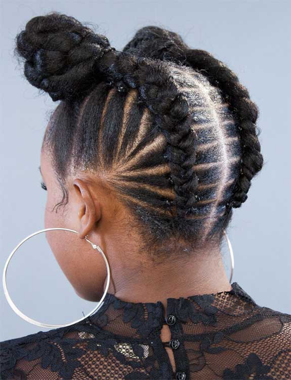 Full Stitch Braids With Half Up Bun