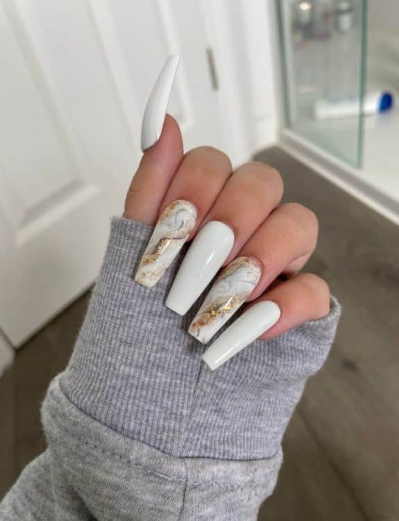 Long Sassy White Coffin Nails