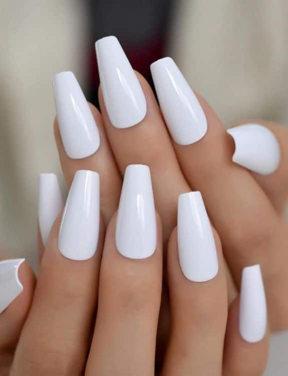 Plain White Coffin Nails