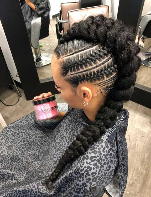 Stitch Braids With Mohawk Style