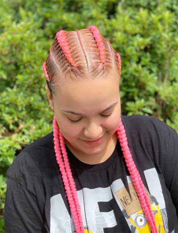 Stitch Braids With Pink Highlights