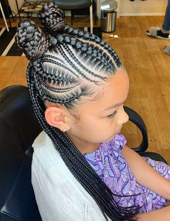 Stitch Braids With Rolled Baby Hair