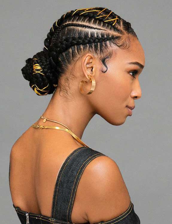 Stitch Braids With Small Back Bun