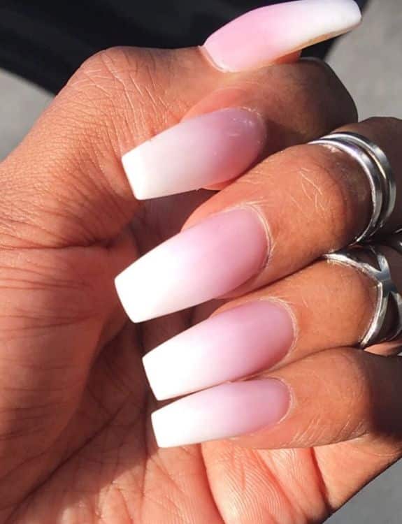 White And Ombre Coffin Nails