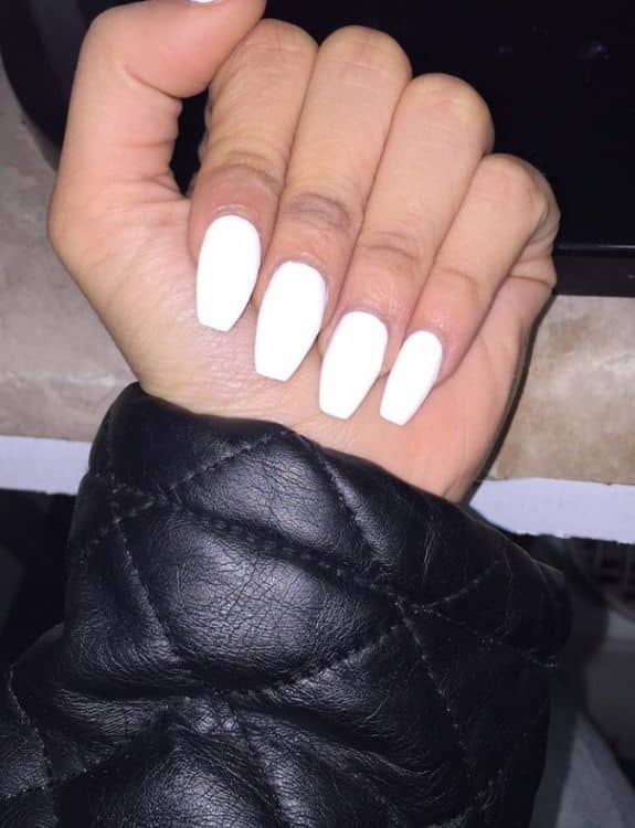 White Coffin Nails With A Matte Look