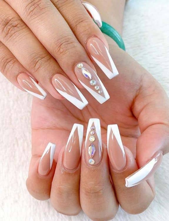 White Coffin Nails in French Style