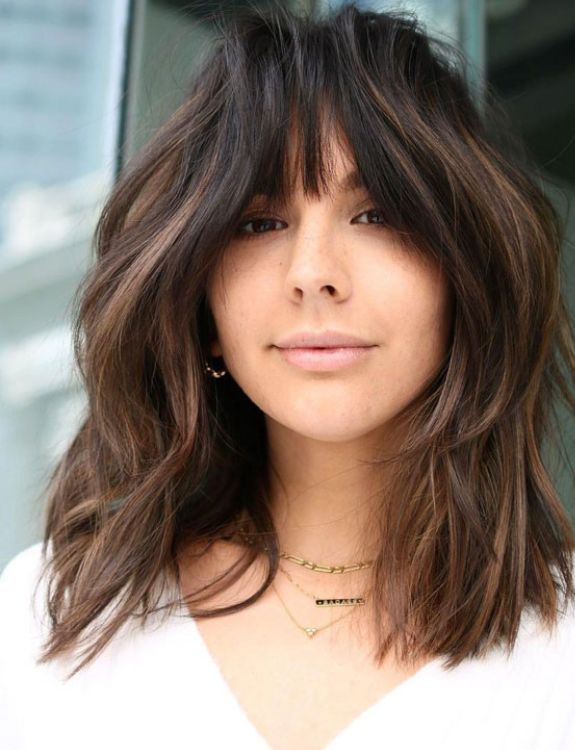 Layered Shoulder Length Cut With Bangs