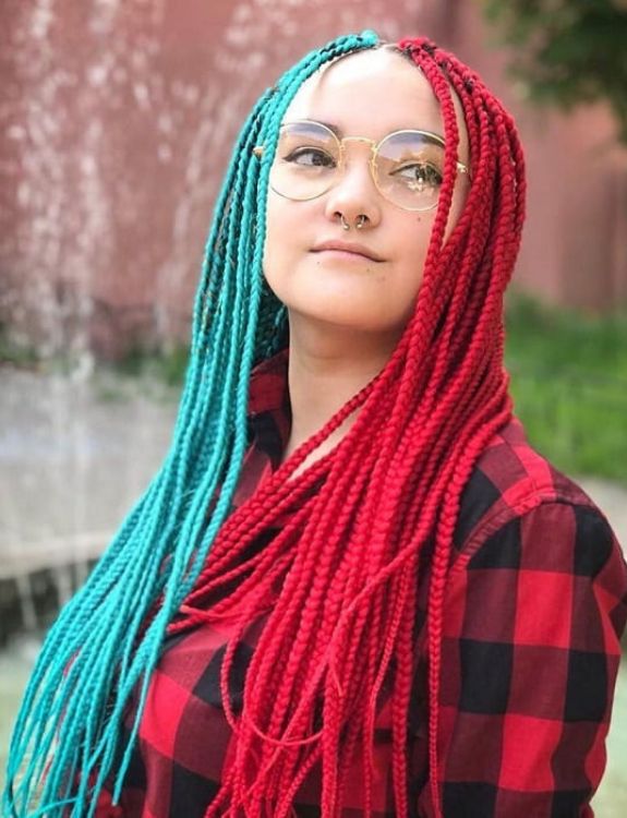 Double-colored Box Braids