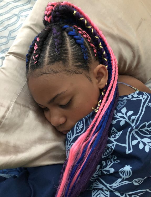 Pop of Color-kiddies braid hairstyle