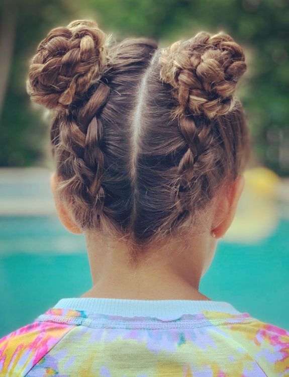 Space Buns-kiddies braid hairstyle