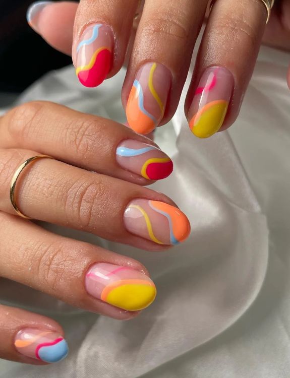 Color Pop-Clear Nail Designs