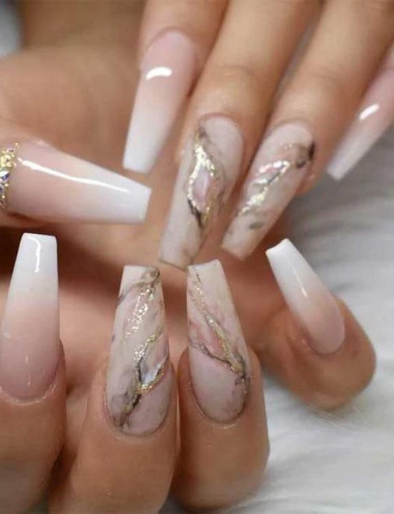 Marble Nails-Clear Nail Designs