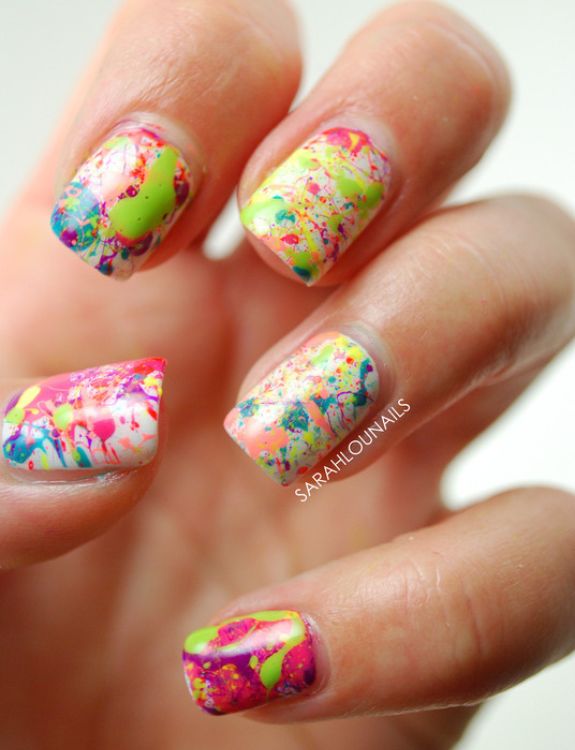 Splash and Splatter-Clear Nail Designs