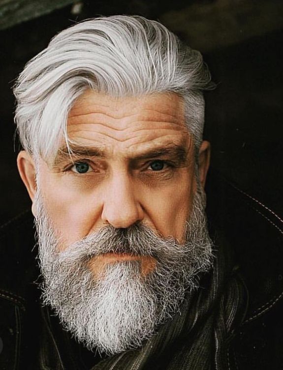 Silver Hair Men with Beard and Mustaches