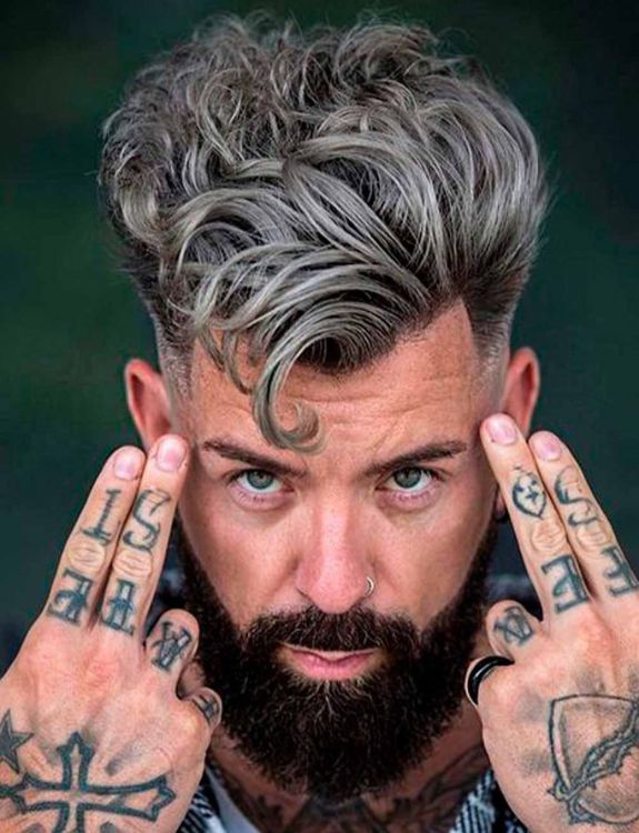 Angular Fringe-Silver Hair Men