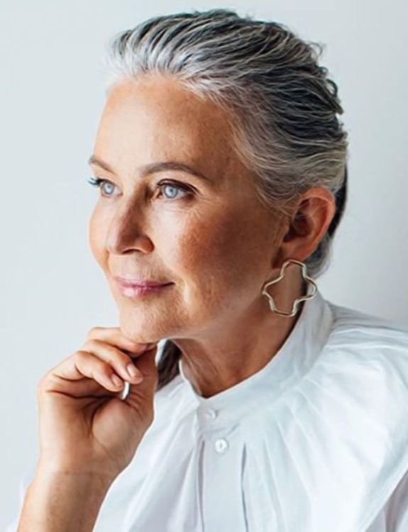 Slicked-Back-Short Haircuts for Women Over 60