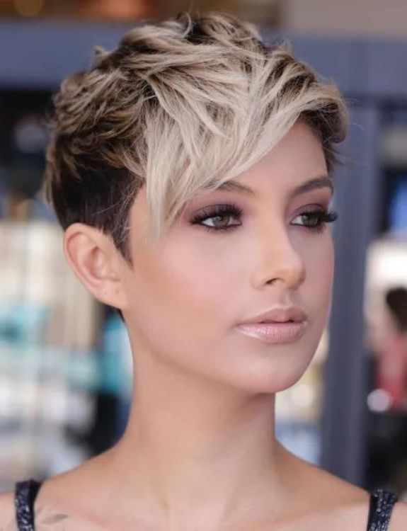 Pixie cut with swirl design