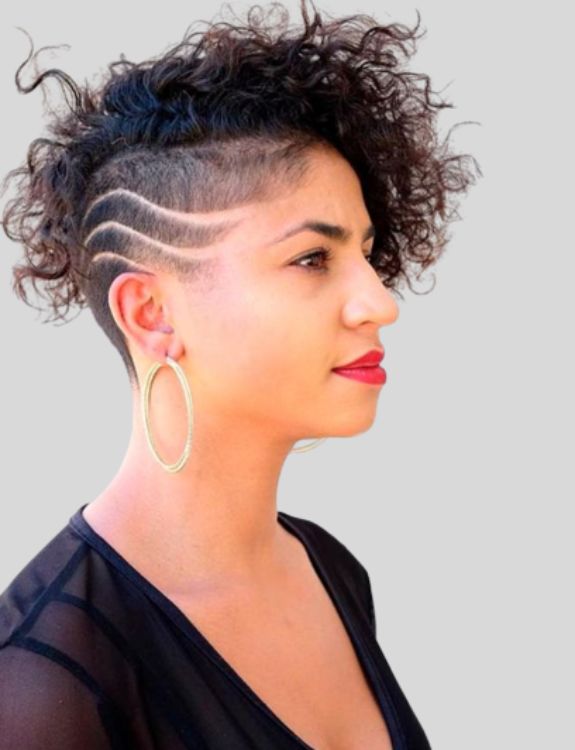 Shaved Hairstyle with Tramlines-Shaved Hairstyles for Women