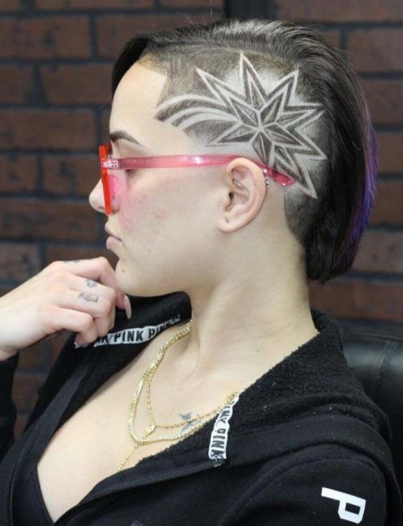 Shattered Glass Design Haircut-Shaved Hairstyles for Women