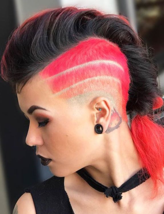 Shaved Hairstyle With a Bold Color