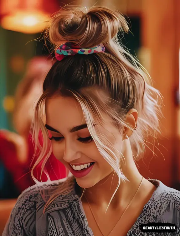 Relaxed High Bun With A Scrunchie