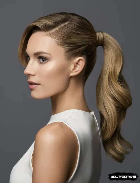Sleek Ponytail + Side Part