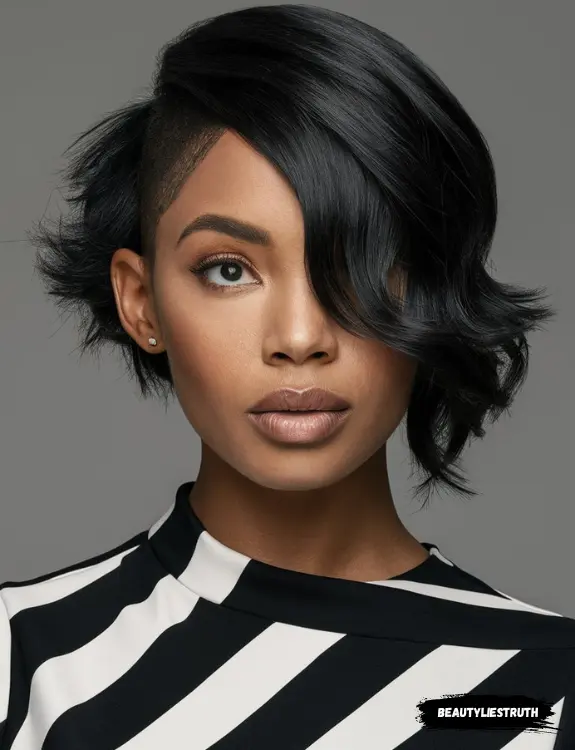a Black woman with an asymmetrical haircut