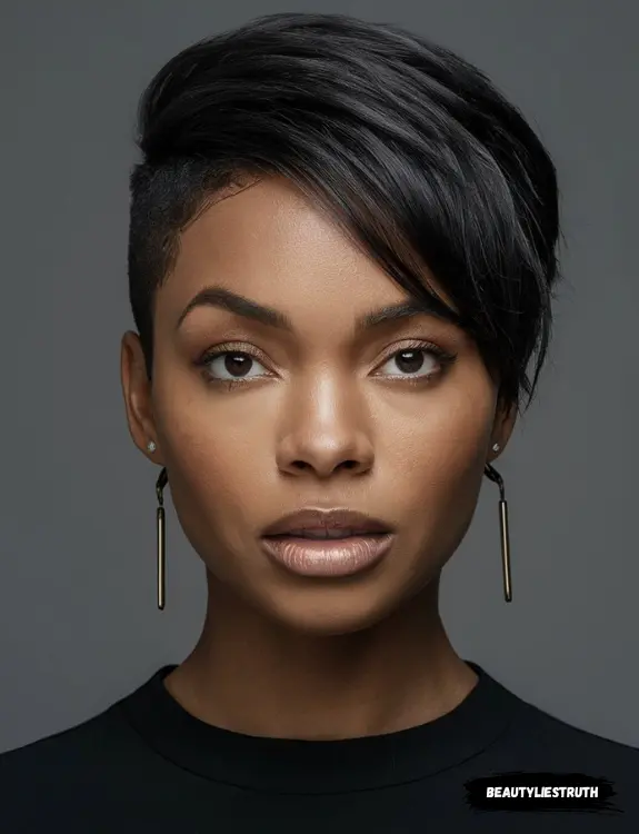 a Black woman with a fierce fade hairstyle