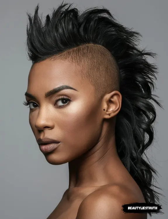  a Black woman with a Mohawk hairstyle