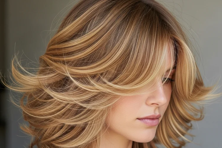 Feathered shag with flipped ends and soft 70s-inspired layers.