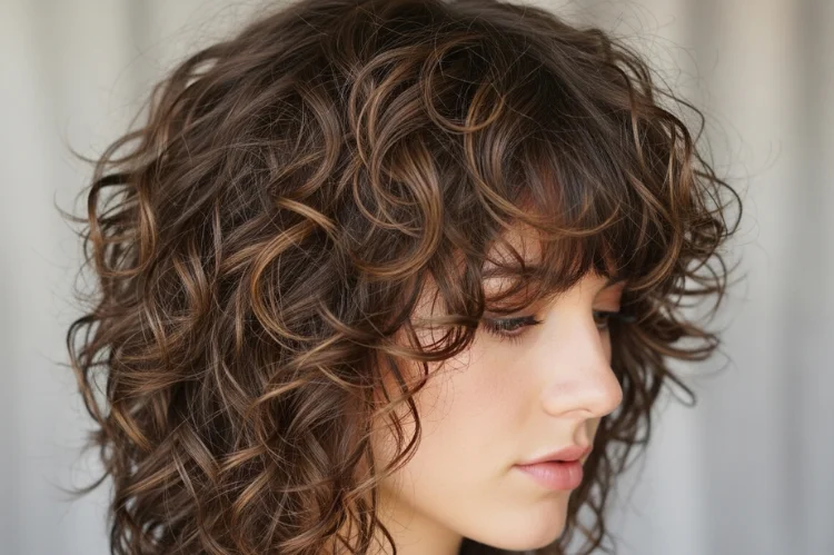 Curly Shag Excellence – Curly shag cut dry with defined layered curls.
