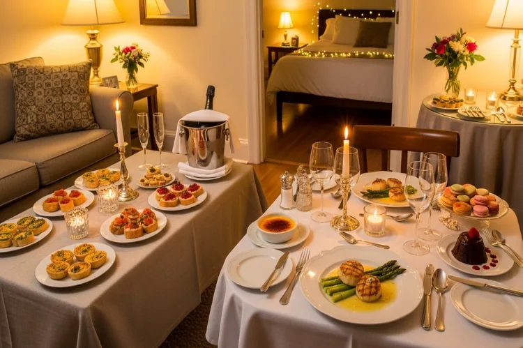 A cozy apartment turned into a fake fine-dining restaurant.