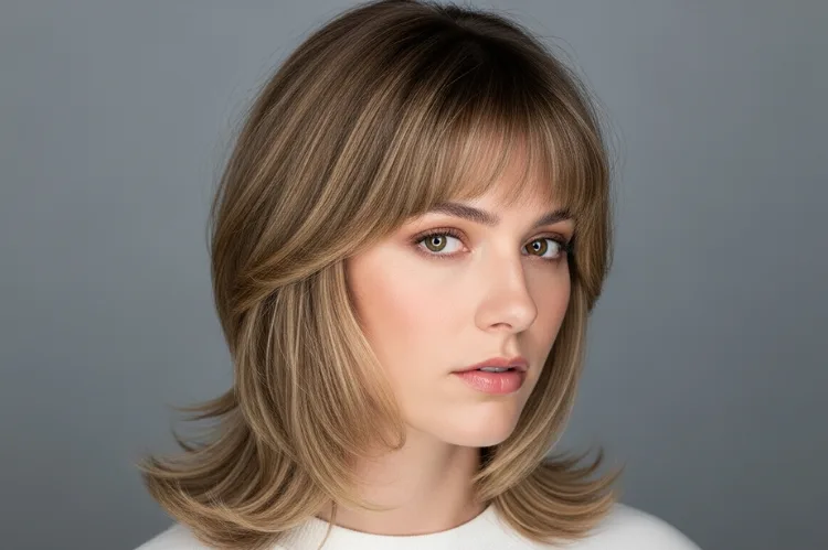 A contemporary medium layered haircut with micro-mullet inspiration.